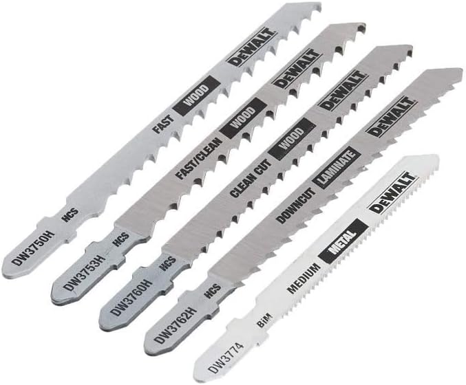 DEWALT DW3795H, 5 pc T-Shank Jig Saw Blade Set