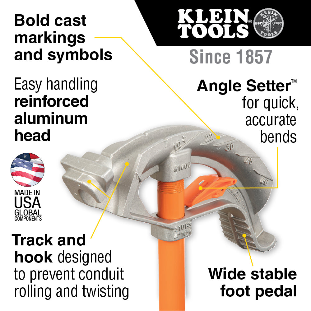 Klein Tools 51607, Aluminum Conduit Bender 3/4-Inch EMT with Angle Setter™