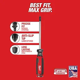 Milwaukee MT205, #2 Phillips 6" Cushion Grip Demolition Screwdriver (USA)