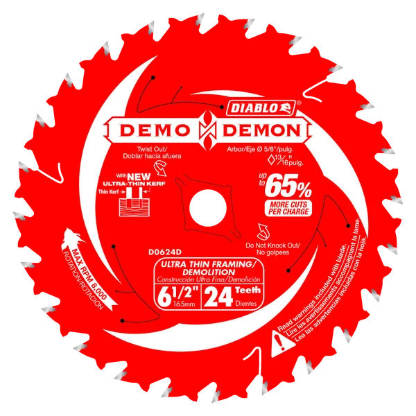 Diablo D0624DA,  6‑1/2 in. x 24 Tooth Ultimate Framing / Demolition Saw Blade