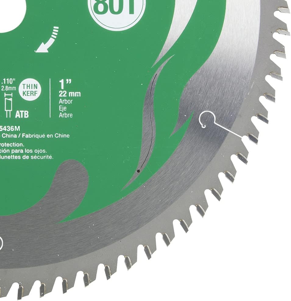 Metabl HPT 115436M, 12-Inch Miter Saw Blade, 80T, Fine Finish, 1-Inch Arbor, Thin Kerf, 5500 Max RPM