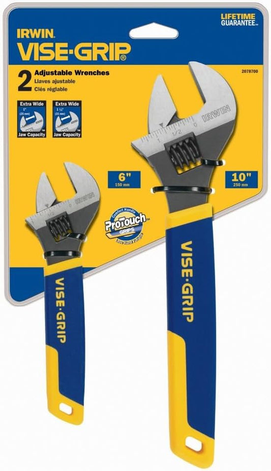 IRWIN 2078700, 2PC Adjustable Wrench Set "6" + 10"