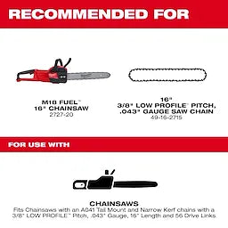 Milwaukee 48-09-3001, 16" Guide Bar For 2727-20