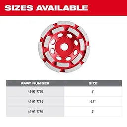 Milwaukee 49-93-7760, 5"DUB ROW CUP WHEEL,5/8-11