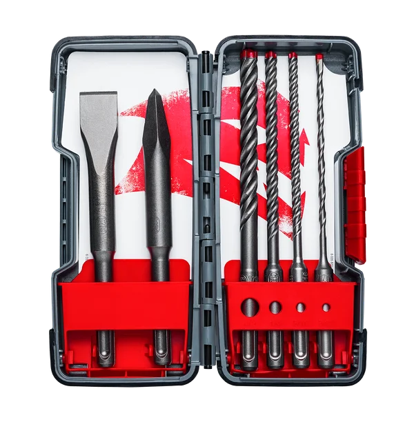 Diablo DMAPL9930-S6, 6pc SDS-Plus Rebar Demon™ 4-Cutter Full Carbide Head Hammer Drill Bit & Chisel Set