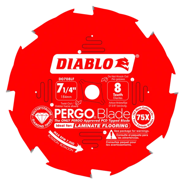 Diablo D0708LF, 7‑1/4 in. x 8 Tooth Laminate Flooring Saw Blade