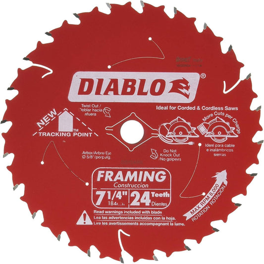 Diablo D0724PX, 7-1/4" 24T Carbide Circular Saw Blade (10/pkg)