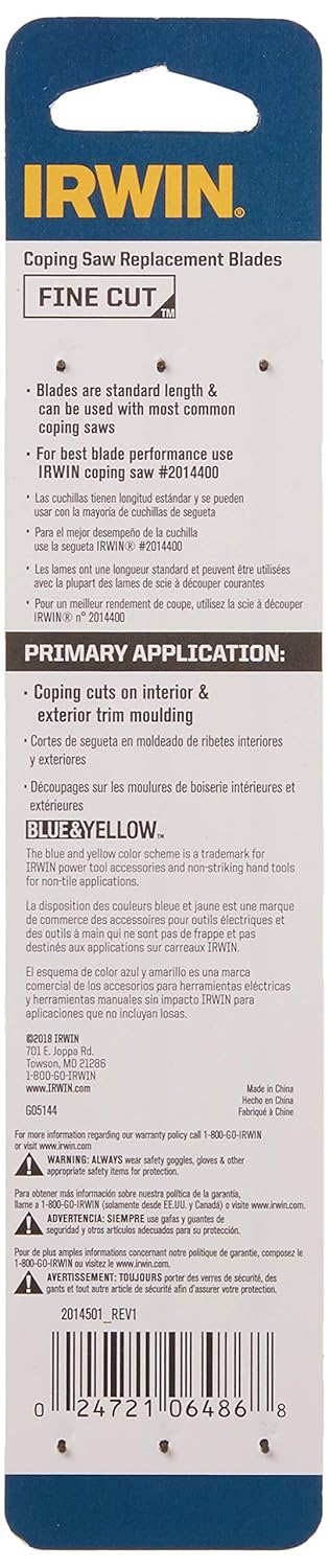 Irwin 2014501, Replacement Fine Cut Coping Saw Blades (3/pkg)