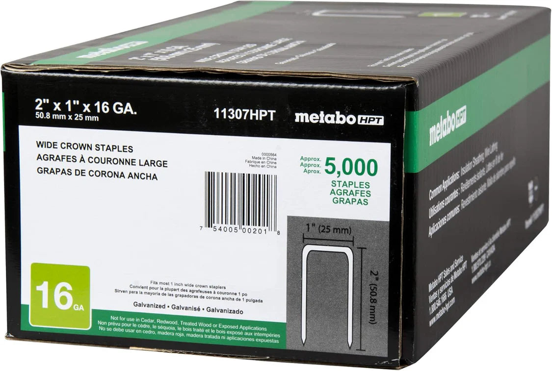 Metabo HPT 11307HPT, Staples 16 Gauge 1'' Crown 2'' Length (5M/Box)