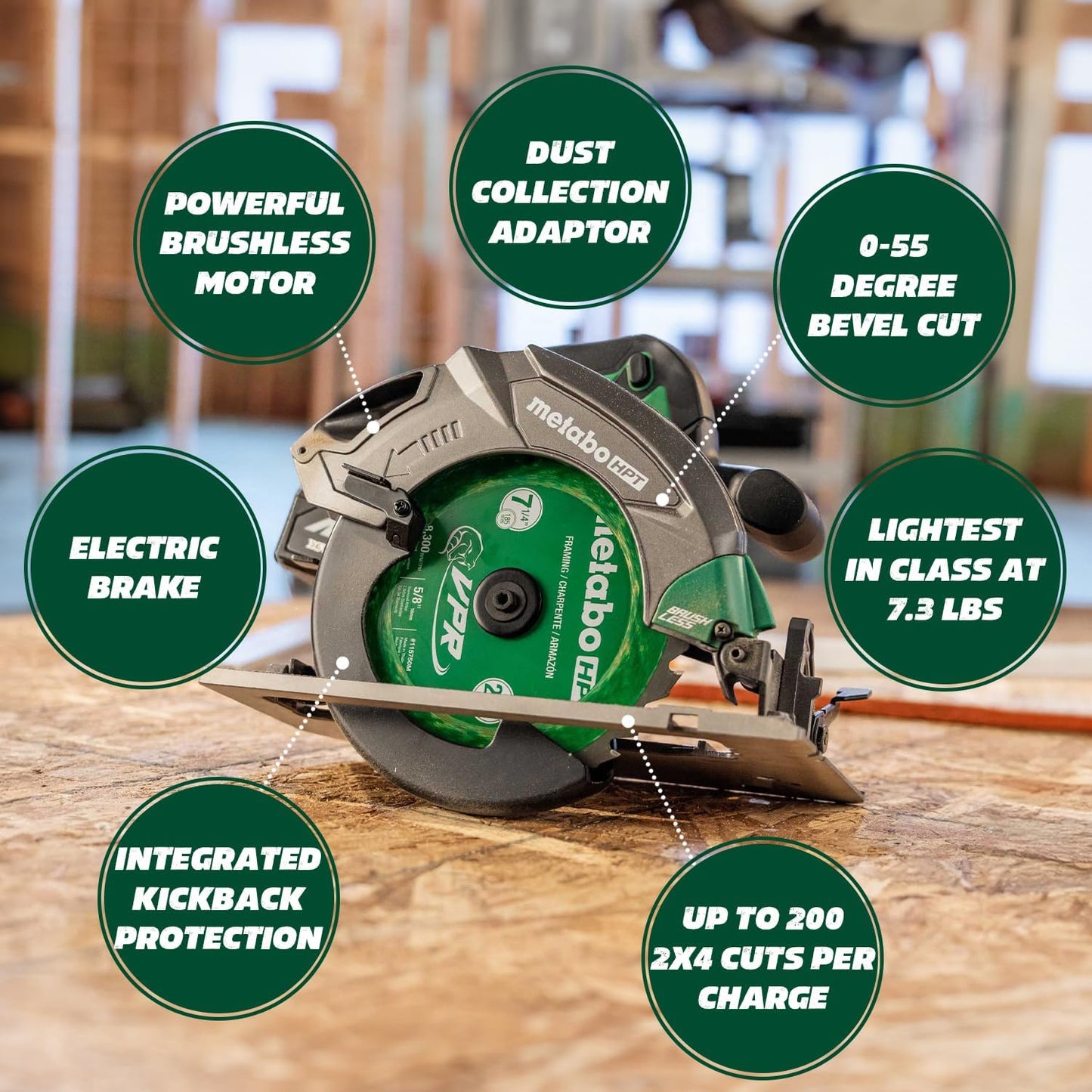 Metabo HPT C1807DAQ4M,  18V MultiVolt 7-1/4 Inch Cordless Circular Saw (Tool Only)