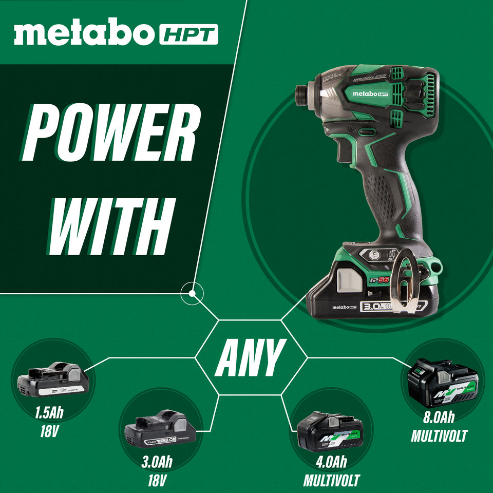 Metabo HPT WH18DBDL2, 18V Brushless Impact Driver. Triple Hammer. IP56. 3 Ah Battery