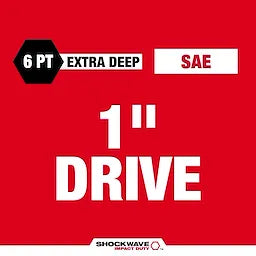 Milwaukee 49-66-7844, SHOCKWAVE Impact Duty™ 1" Drive 1-1/4" Thin Wall Extra Deep 6 Point Socket