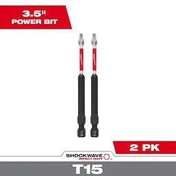 Milwaukee 48-32-4677, 3-1/2" Torx T15 SHOCKWAVE Impact Duty Bit - 2 Pack