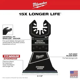 Milwaukee 49-25-1241, OPEN-LOK 2-1/2" TITANIUM ENHANCED BI-METAL MULTI-MATERIAL BLADE 1PK