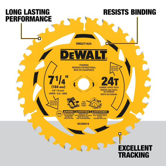 DEWALT DWA271424PK2, 7-1/4 in. 24T Circular Saw Blade (2-Pack)