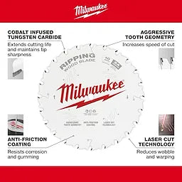 Milwaukee 48-40-1020, 10" 24T Ripping Circular Saw Blade