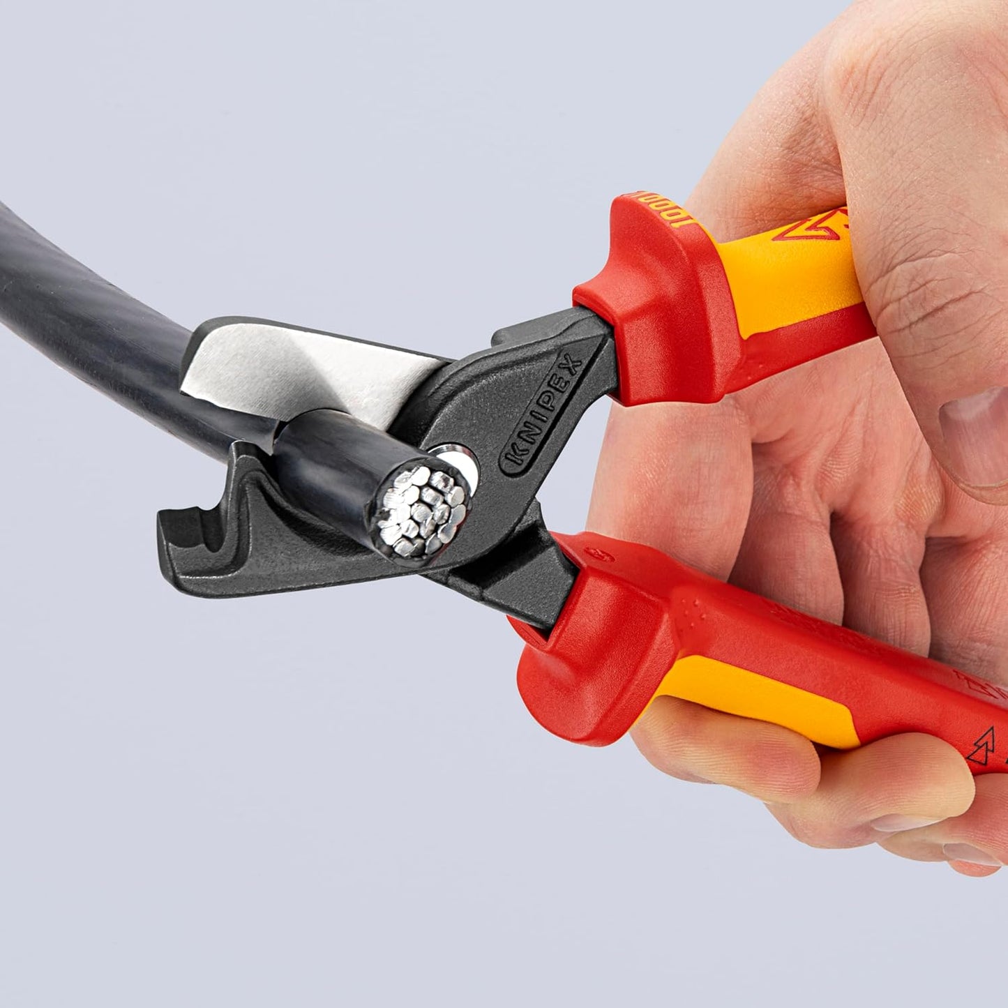 KNIPEX 95 18 225 SBA, 9" StepCut® XL Cable Shears-1000V Insulated