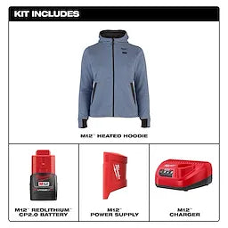 Milwaukee F200U-21, M12 BLUE HEAT WOMENS HOODIE KIT