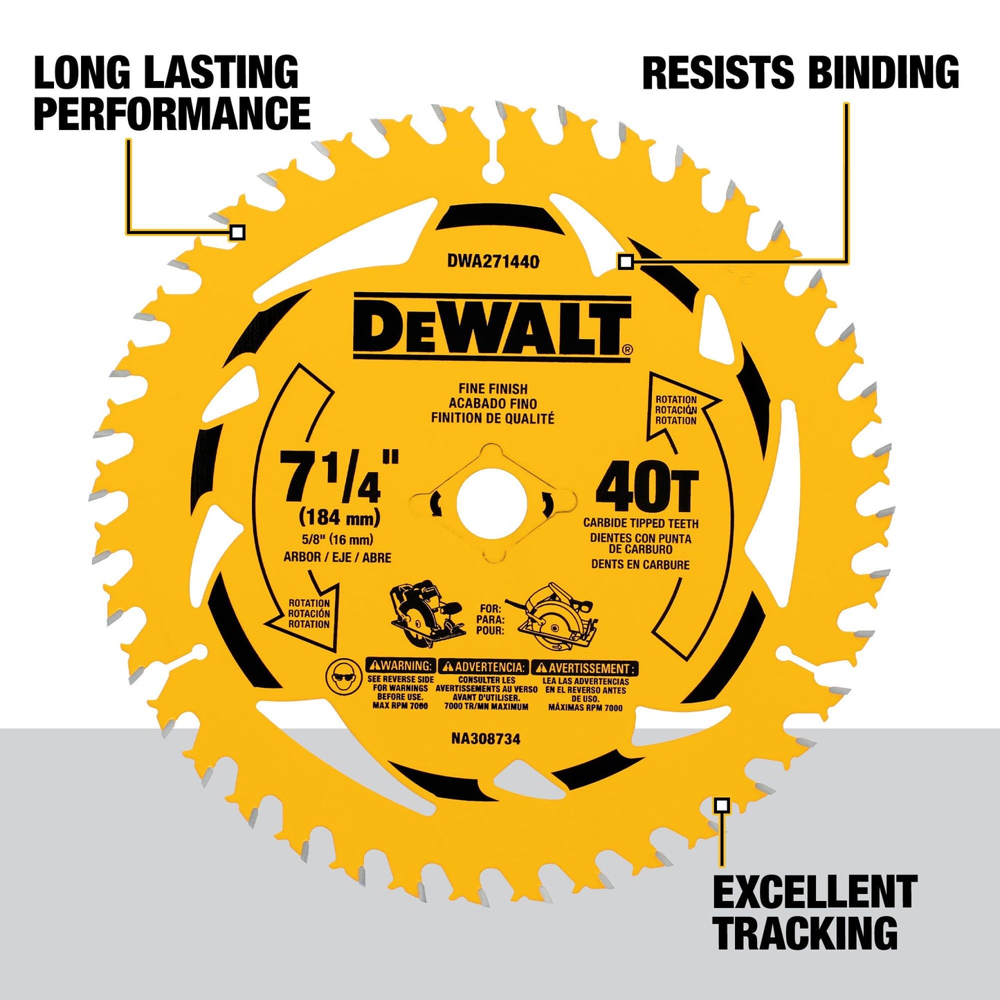 DEWALT DWA271440B10, 7-1/4 in. 40T Circular Saw Blade