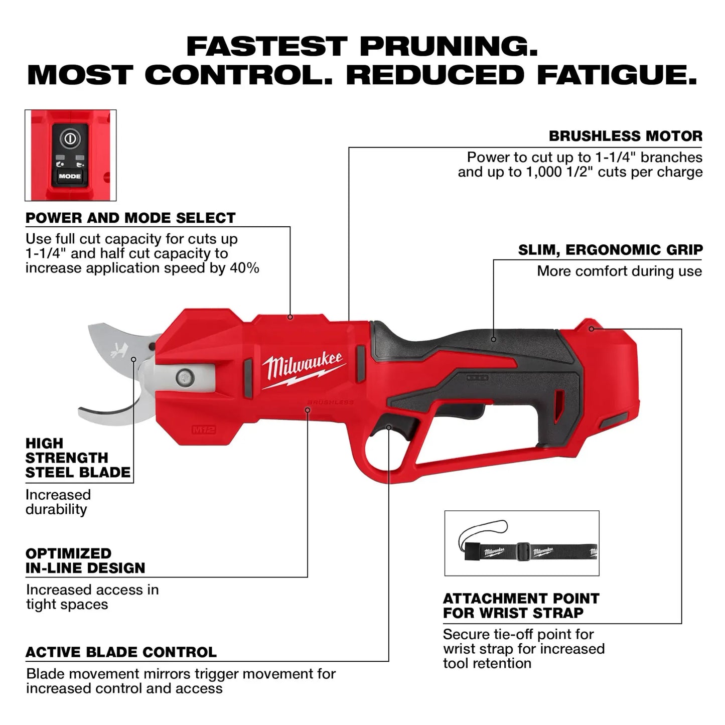 Milwaukee 2534-20, M12 BRUSHLESS PRUNING SHEARS (Tool Only)