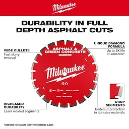 Milwaukee 49-93-7240, 14"x.125x1/20MM ASPHALT/GREEN