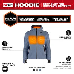 Milwaukee F200U-21, M12 BLUE HEAT WOMENS HOODIE KIT