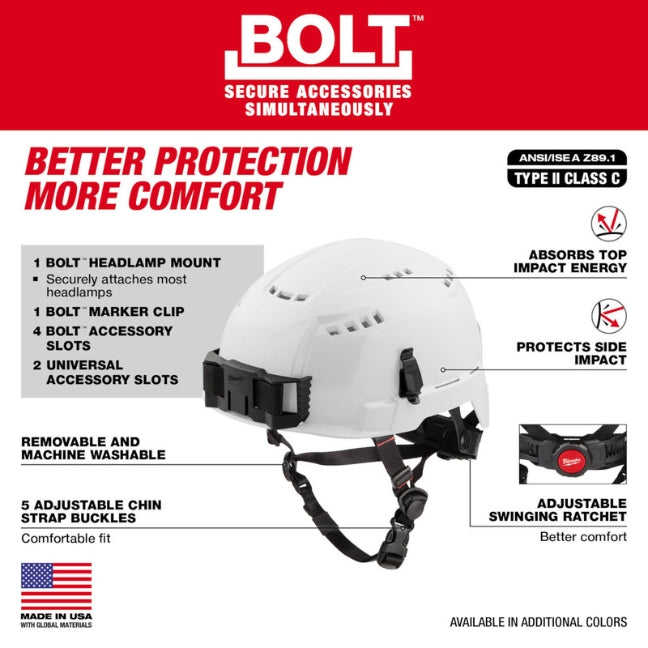Milwaukee 48-73-1300, BOLT Vented Performance Helmet – Type 2 Class C