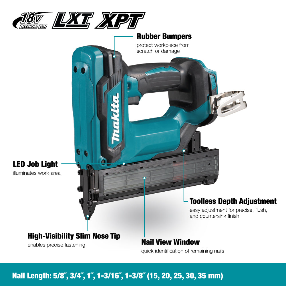 Makita DFN350Z, 18V 18ga Finishing Nailer 5/8″ to 1-3/8″