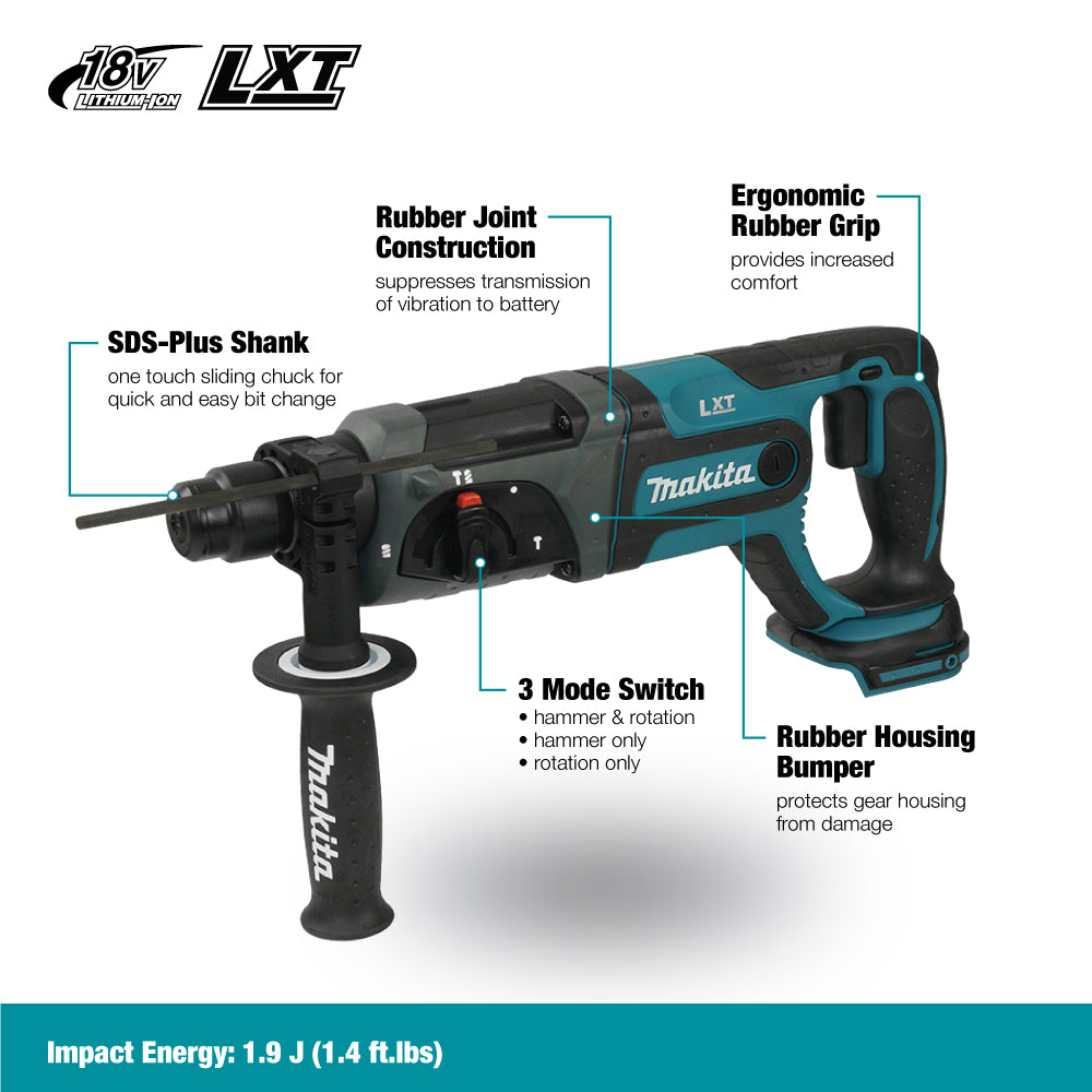 Makita DHR241Z, 18V LXT 15/16" Rotary Hammer, SDS-PLUS (Tool Only)