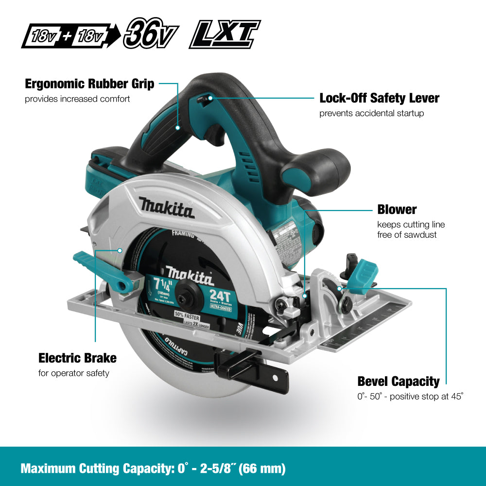 Makita DHS711Z, 36V1(8Vx2) LXT  Cordless 7-1/4" Circular Saw (Tool Only)