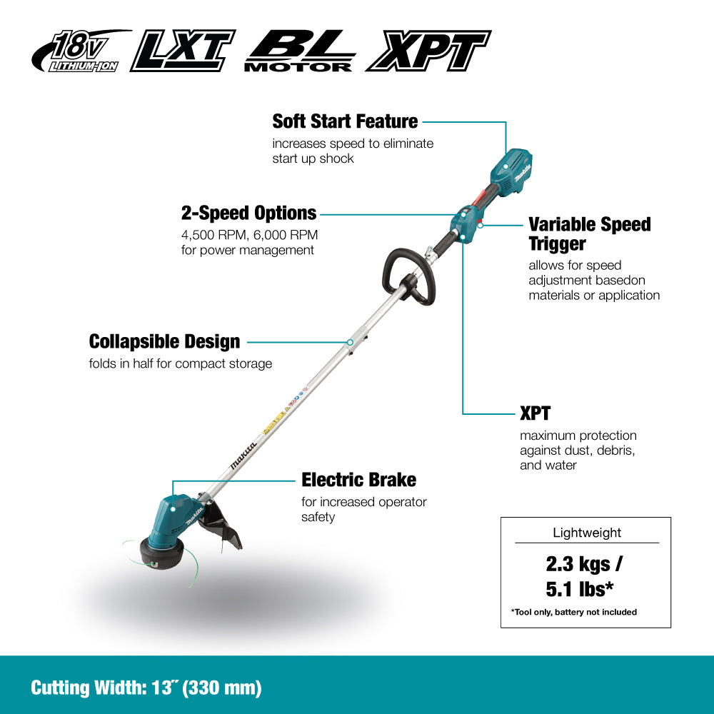 Makita DLX2398, 18V LXT 2PC Combo 3.0Ah Kit (DUR192LZ+DUB184Z)