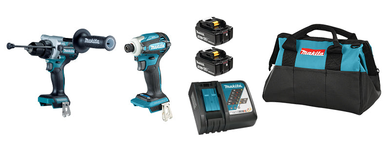 Makita DLX2412TX1, 18V LXT 2-Tool Combo Kit 5.0Ah Kit With Bag (DHP486Z+DTD154Z)