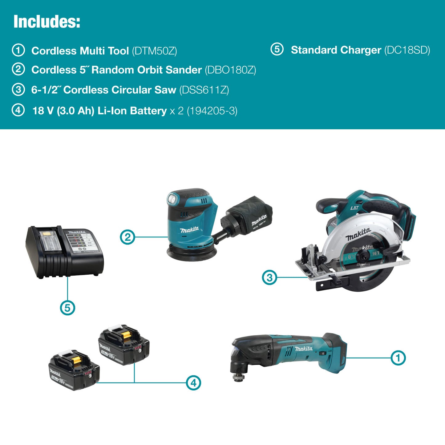 Makita DLX3170S, 18V (3.0 Ah) LXT 3 Tool Combo Kit