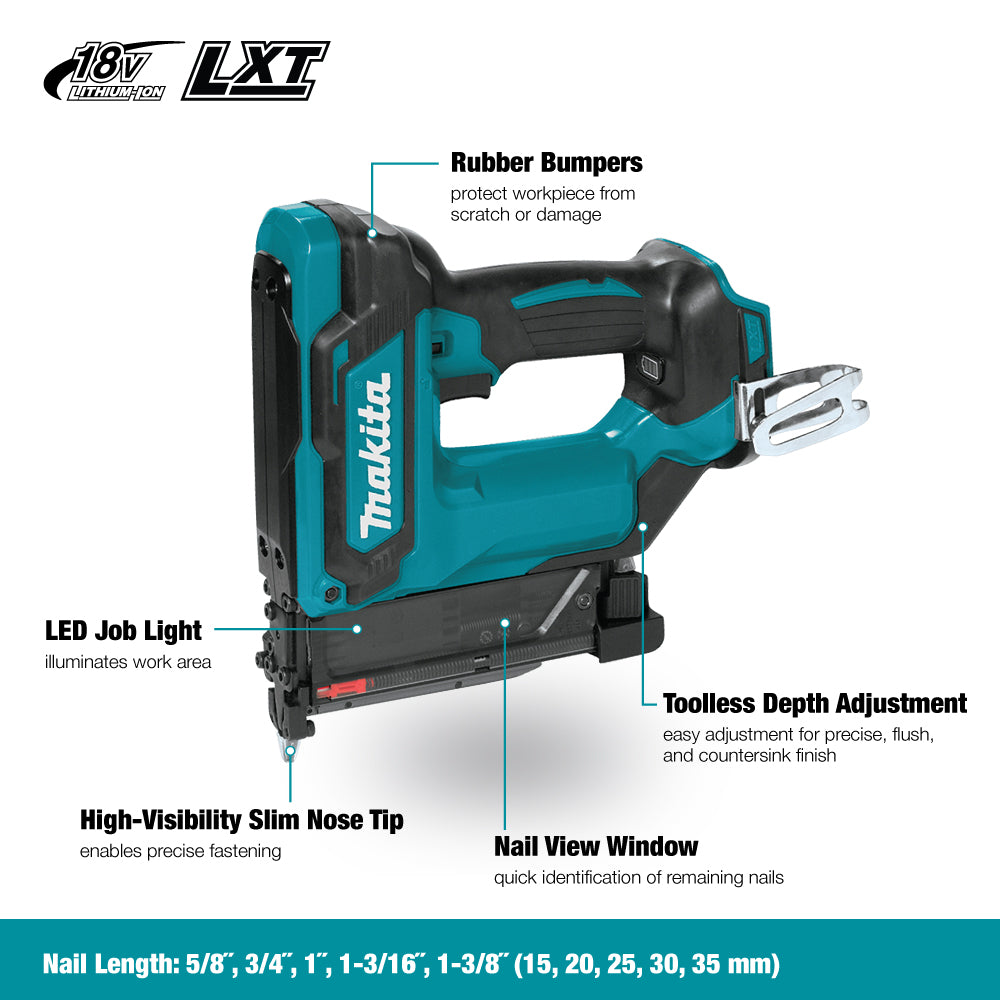 Makita DPT353Z, 18V LXT Pin Nailer 23 Ga (Tool Only)