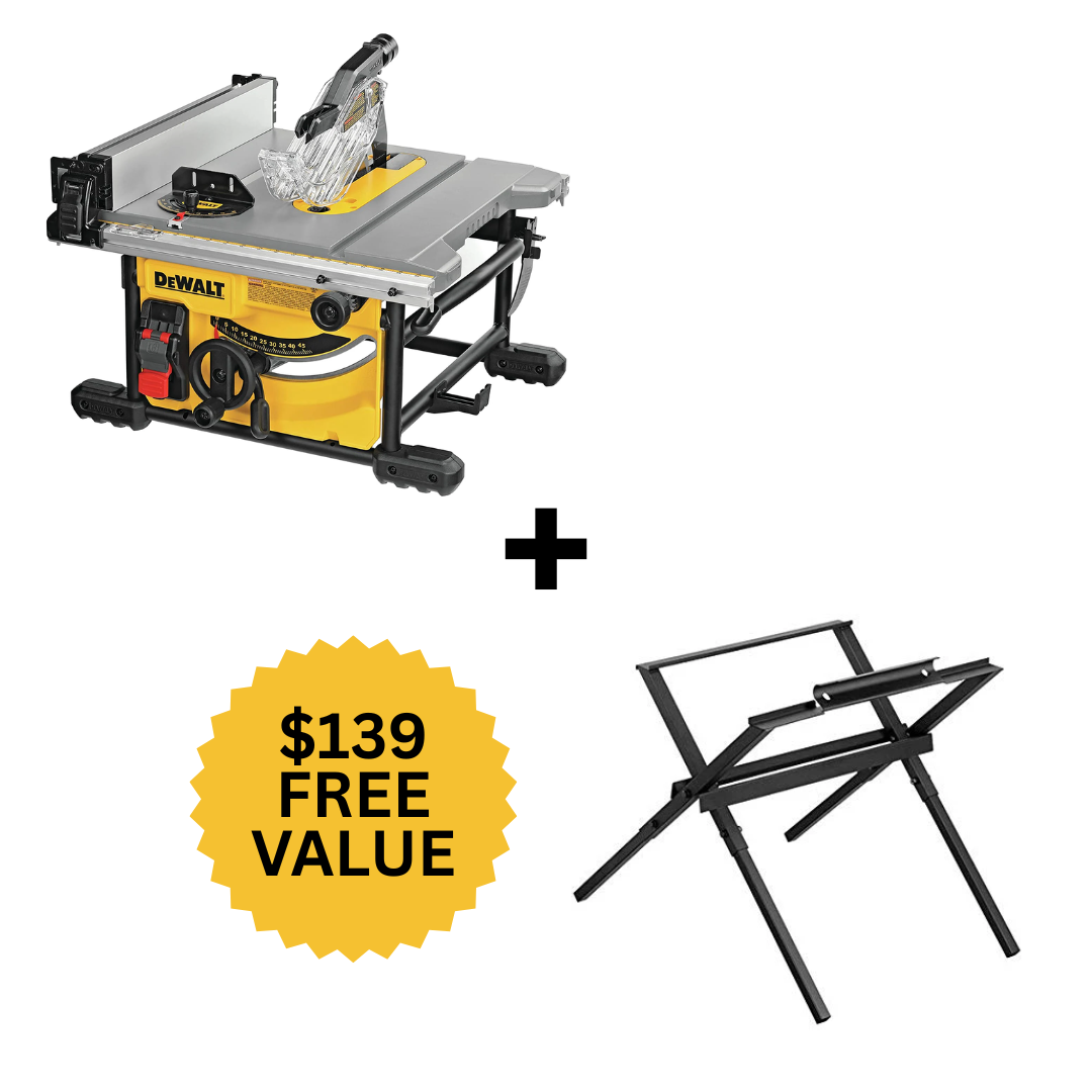 DWE7485 + DW7451 | DEWALT 8-1/4'' Job Site Table Saw (24-1/2'' Rip Capacity) + Bonus Compact Table Saw Stand