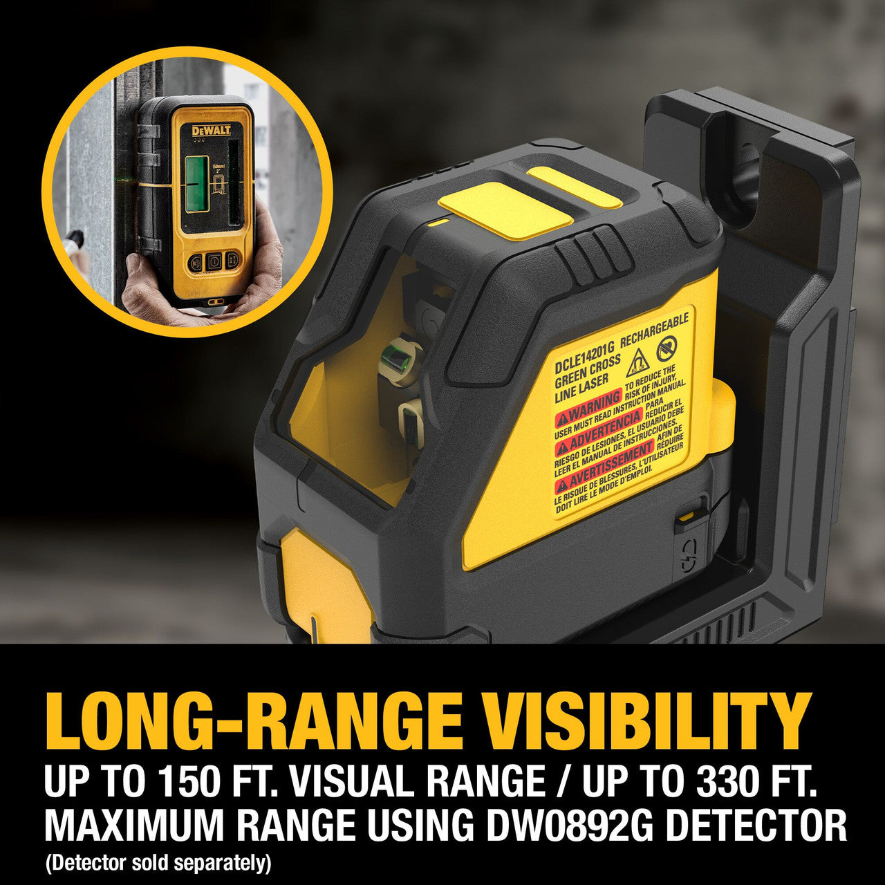 DEWALT DCLE14201GB, Rechargable Green Cross Line Laser
