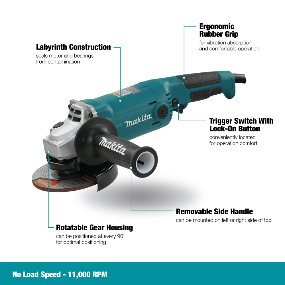 Makita GA5010, 5" Angle Grinder, with Lock-On Switch