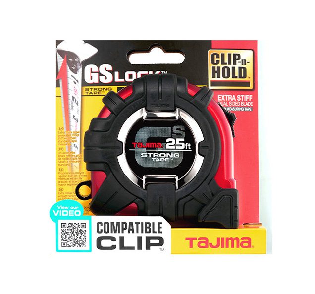 Tajima GS-C25BW, GS-LOCK, 25ft x 1 in strong tape & hook, COMPATIBLE CLIP