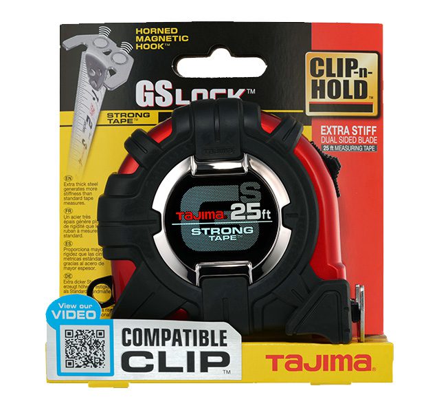 Tajima GS-MC25BW, GS-LOCK, 25ft x 1 in strong tape & HORNED MAGNETIC HOOK, COMPATIBLE CLIP
