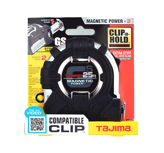 Tajima GS-SC25BW, GS-LOCK, 25ft x 1 in strong tape & MAGNETIC POWER X 2, COMPATIBLE CLIP