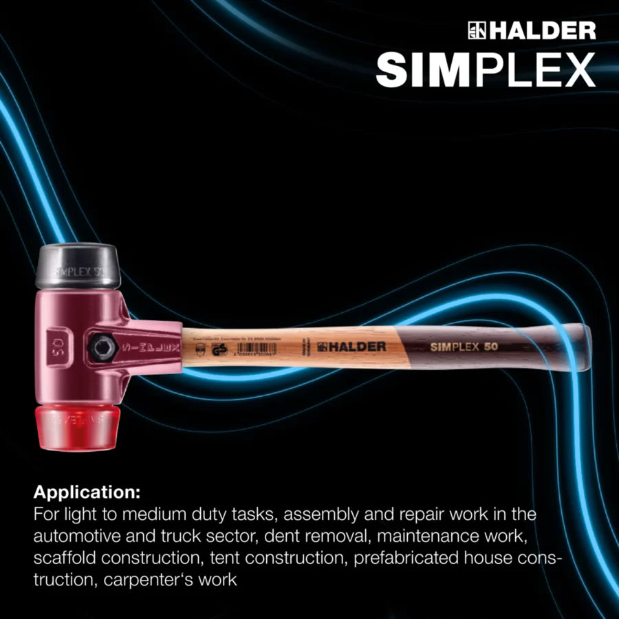 Halder 3026S008, 60mm Simplex Soft-face Mallet, Rubber Composition / Plastic And Magnetic Holder