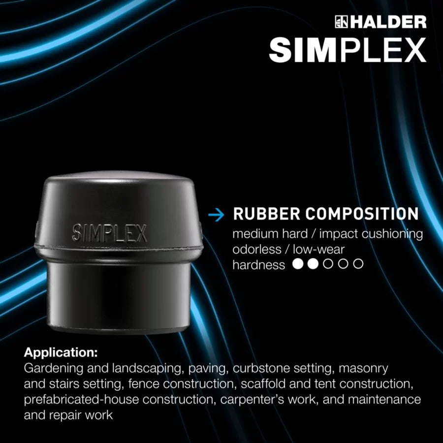 Halder 3026S008, 60mm Simplex Soft-face Mallet, Rubber Composition / Plastic And Magnetic Holder
