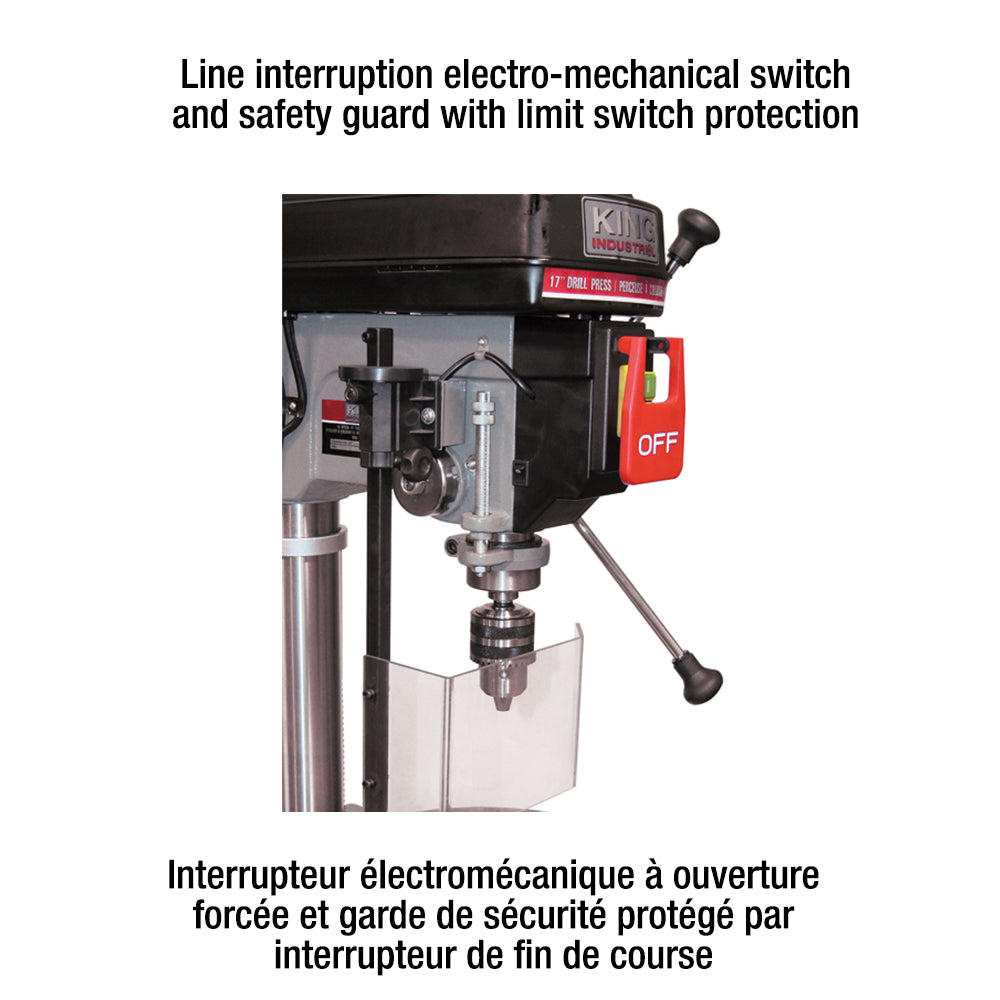 KING Canada KC-122FC-LS, 22" Drill Press with Safety Guard and Limit Switch