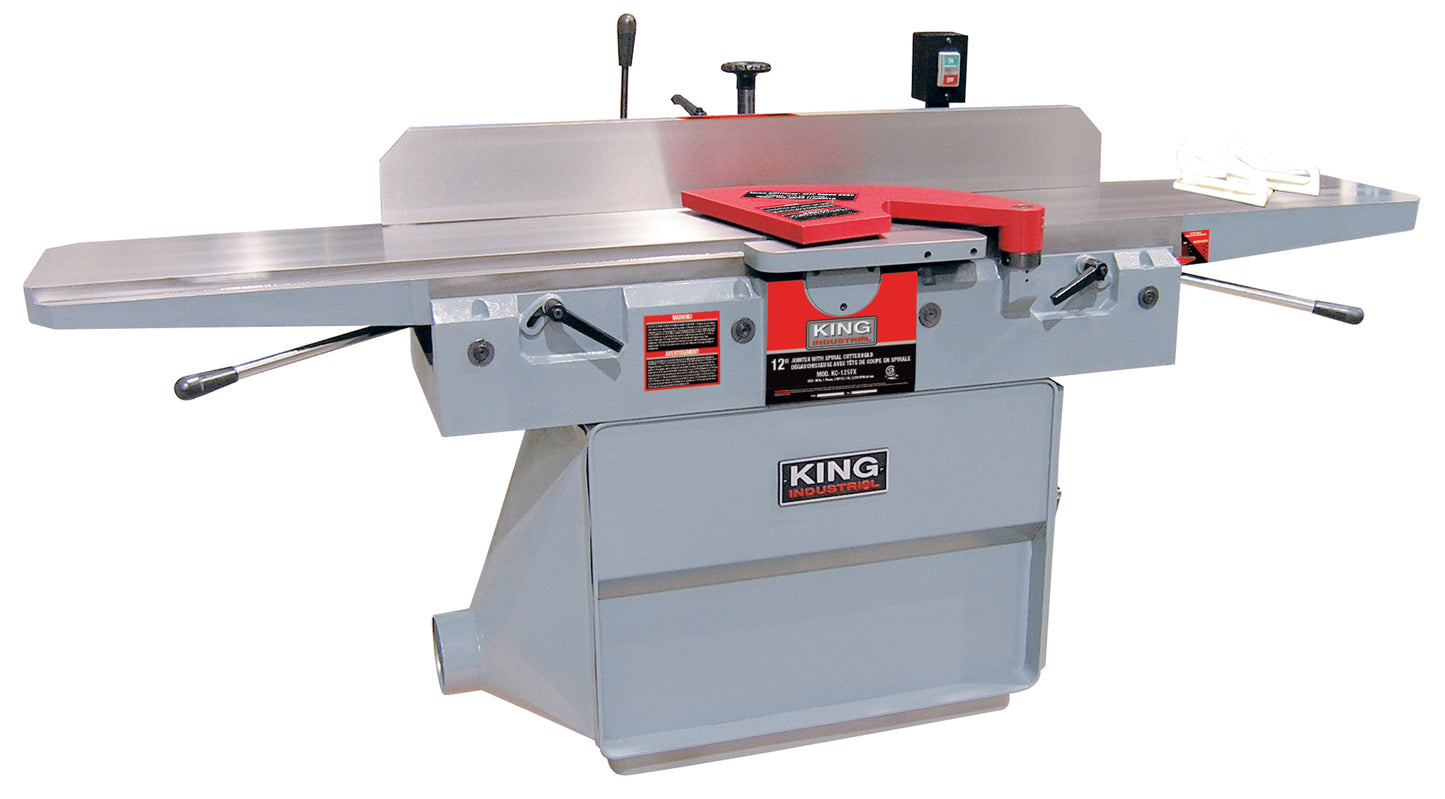 KING Canada KC-125FX, 12” Parallelogram Jointer with Spiral Cutterhead - 220V