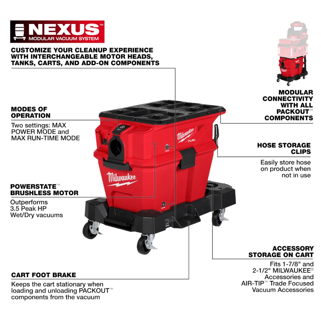 Milwaukee 0915-20, M18 FUEL™ NEXUS™ 6 Gallon Wet/Dry Vacuum w/ PACKOUT™ Compatibility