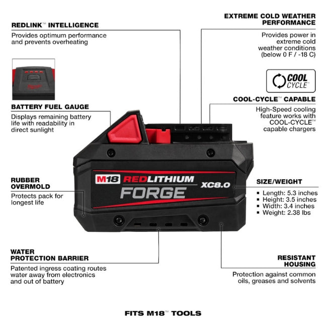 Milwaukee 48-59-1888, M18 FORGE XC8.0 RAPID CHARGER