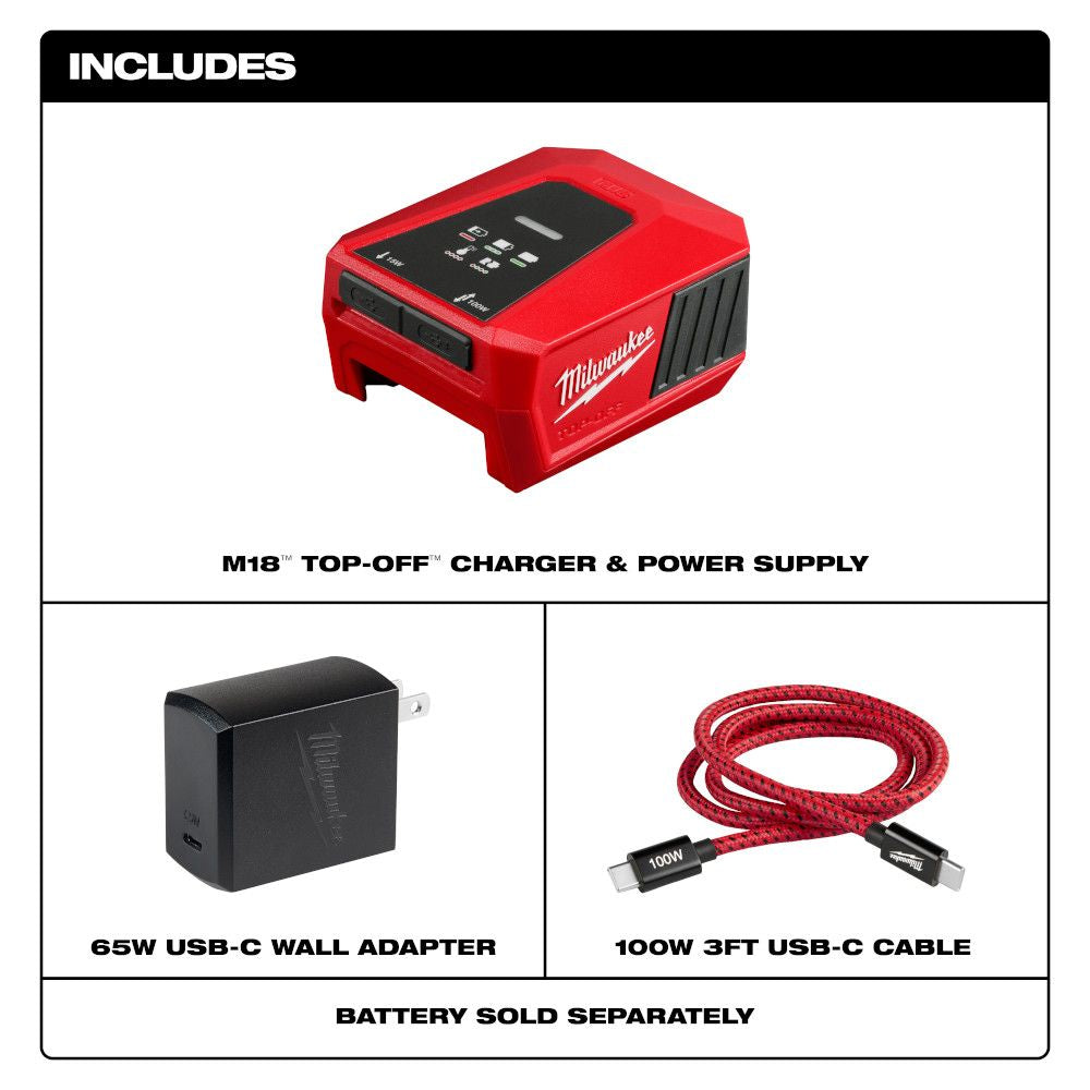 Milwaukee 2847-20, M18™ TOP-OFF™ Charger & Power Supply