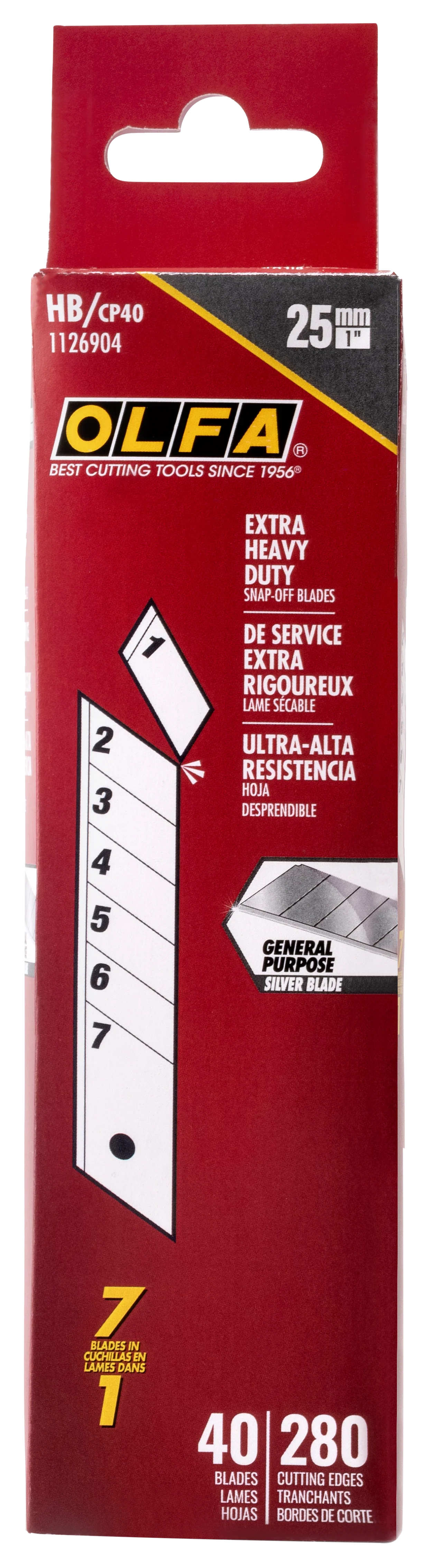 OLFA 1126904, 25mm Snap-Off Blades - 40/pk (HB/CP40)