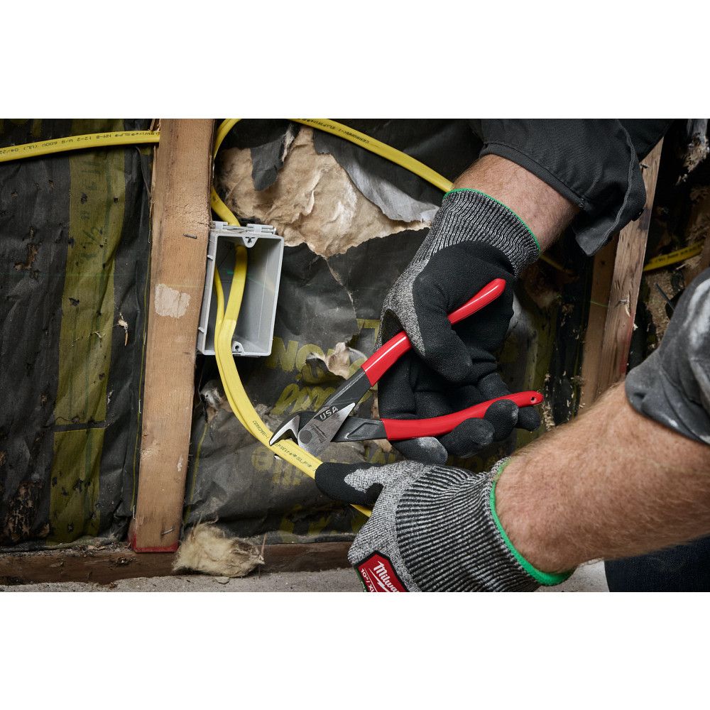 Milwaukee MT508A, 8" Angled Head Diagonal Dipped Grip Cutting Pliers (USA)