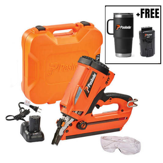 Paslode 906450IXM,  CFN325IM Impulse Framing Nailer Bonus Pack Includes an extra Li-Ion battery and a Limited Edition 20 oz. Travel Mug